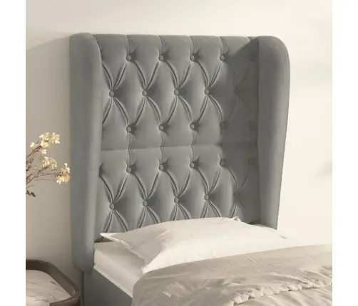 Galvūgalis Su Auselėmis, Pilkas, 83X23X118/128cm Aksomas