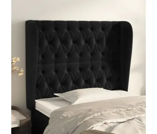Galvgalis Ar Malām, 93X23X118/128 Cm, Melns Samts Vidaxl Galvgalis Ar Malām, 93X23X118/128 Cm, Melns Samts Vidaxl