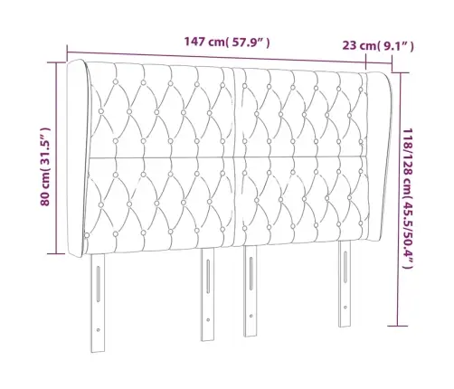 Galvgalis Ar Malām, 147X23X118/128 Cm, Tumši Pelēks Samts Vidaxl