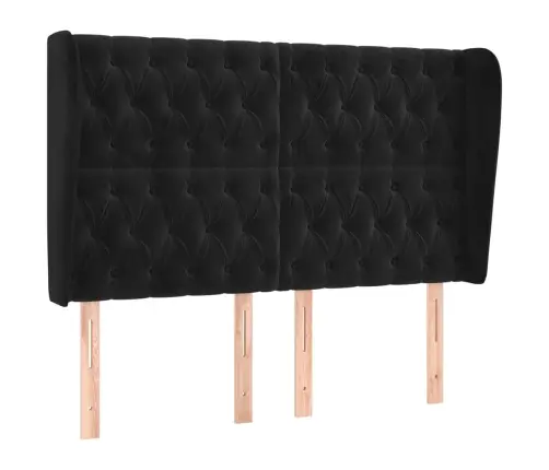 Galvūgalis Su Auselėmis, Juodas, 147X23X118/128cm Aksomas