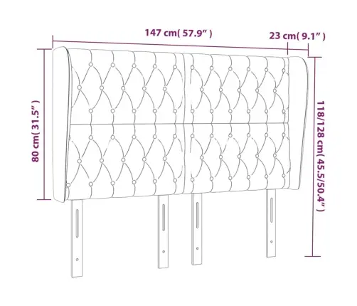 Voodipeats Servadega, Tumeroheline, 147X23X118/128 cm Samet
