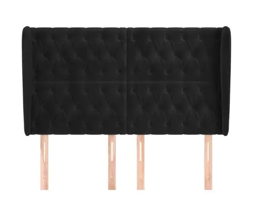 Galvūgalis Su Auselėmis, Juodas, 163X23X118/128cm Aksomas