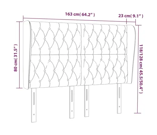 Galvūgalis Su Auselėmis, Rožinis, 163X23X118/128cm Aksomas
