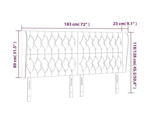 Galvgalis Ar Malām, 183X23X118/128 Cm, Tumši Pelēks Samts Vidaxl