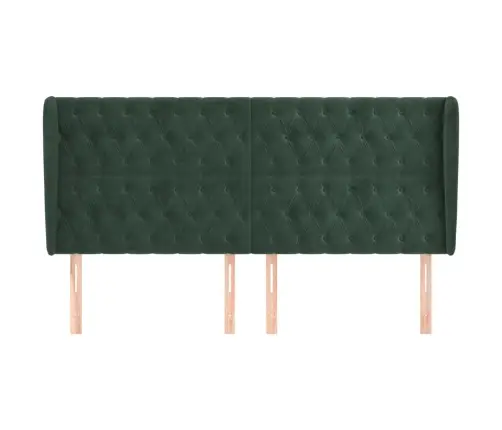 Galvgalis Ar Malām, 183X23X118/128 Cm, Tumši Zaļš Samts Vidaxl