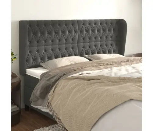 Galvgalis Ar Malām, 203X23X118/128 Cm, Tumši Pelēks Samts Vidaxl