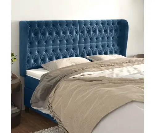 Voodipeats Servadega, Tumesinine, 203X23X118/128 cm Samet