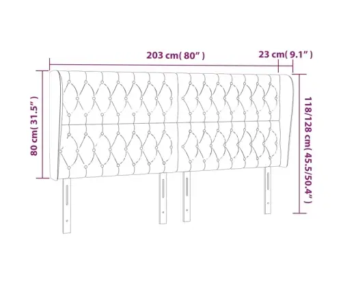 Galvgalis Ar Malām, 203X23X118/128 Cm, Rozā Samts Vidaxl