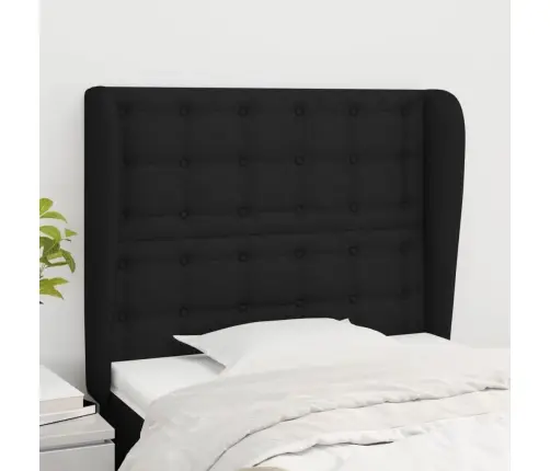 Galvgalis Ar Malām, 93X23X118/128 Cm, Melns Audums Vidaxl Galvgalis Ar Malām, 93X23X118/128 Cm, Melns Audums Vidaxl
