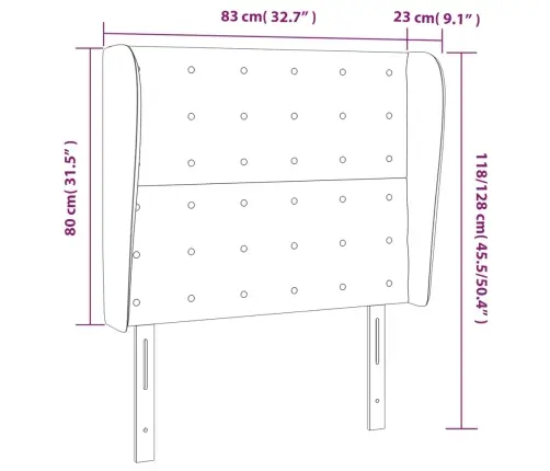 Galvūgalis Su Auselėmis, Juodas, 83X23X118/128cm Aksomas