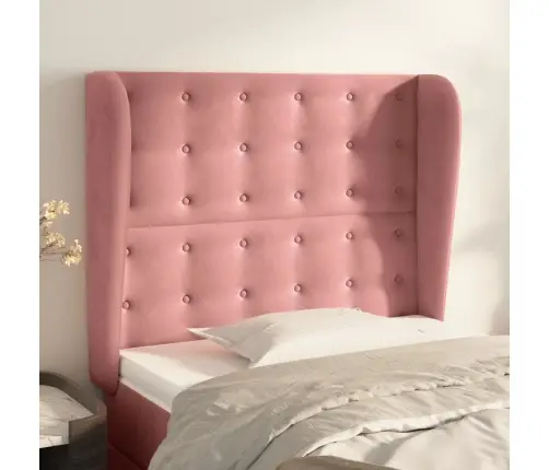 Galvgalis Ar Malām, 93X23X118/128 Cm, Rozā Samts Vidaxl