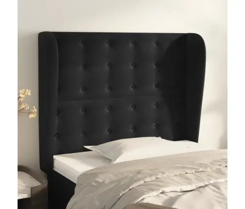 Galvūgalis Su Auselėmis, Juodas, 103X23X118/128cm Aksomas