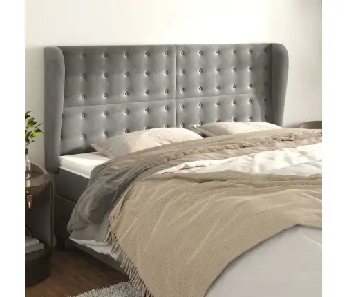 Galvūgalis Su Auselėmis, Pilkas, 163X23X118/128cm Aksomas