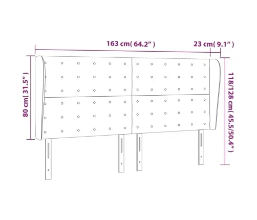 Galvūgalis Su Auselėmis, Rožinis, 163X23X118/128cm Aksomas