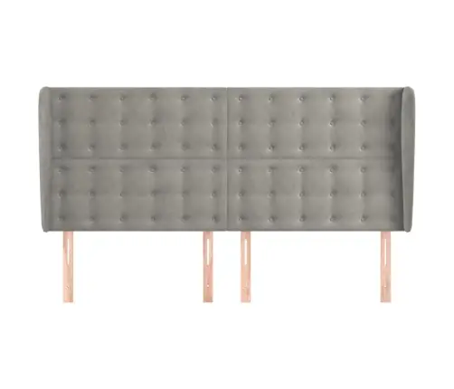 Galvūgalis Su Auselėmis, Pilkas, 183X23X118/128cm Aksomas