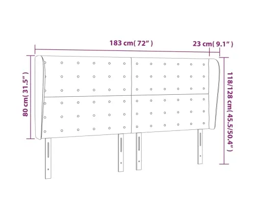 Galvgalis Ar Malām, 183X23X118/128 Cm, Tumši Zaļš Samts Vidaxl