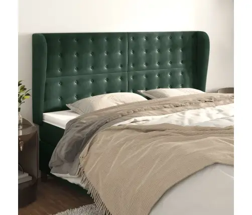 Galvgalis Ar Malām, 183X23X118/128 Cm, Tumši Zaļš Samts Vidaxl