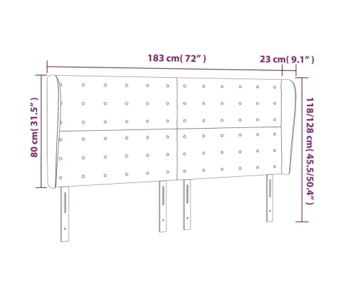 Galvgalis Ar Malām, 183X23X118/128 Cm, Tumši Zils Samts Vidaxl
