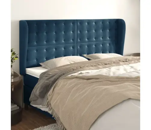 Galvgalis Ar Malām, 183X23X118/128 Cm, Tumši Zils Samts Vidaxl