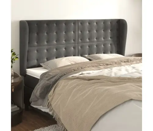 Voodipeats Servadega, Tumehall, 203X23X118/128 cm Samet