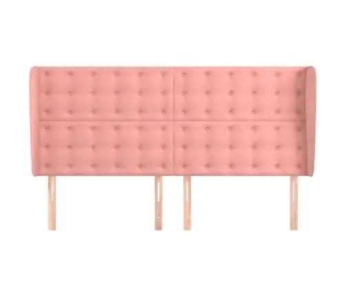 Galvgalis Ar Malām, 203X23X118/128 Cm, Rozā Samts Vidaxl