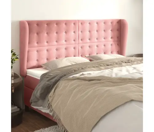 Galvgalis Ar Malām, 203X23X118/128 Cm, Rozā Samts Vidaxl