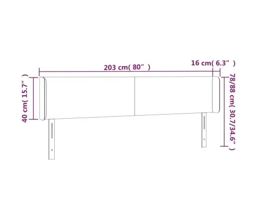 Galvgalis Ar Malām, 203X16X78/88 Cm, Zils Audums Vidaxl