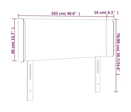 Voodipeats Servadega, Tumehall, 103X16X78/88 cm Samet
