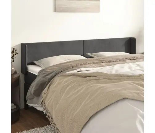 Galvūgalis Su Auselėmis, Tamsiai Pilkos,163X16X78/88cm Aksomas