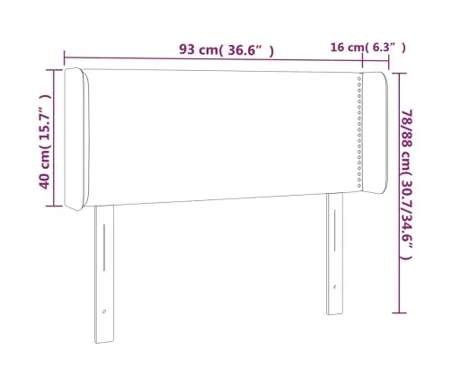 Voodipeats Servadega, Must, 93X16X78/88 cm Samet
