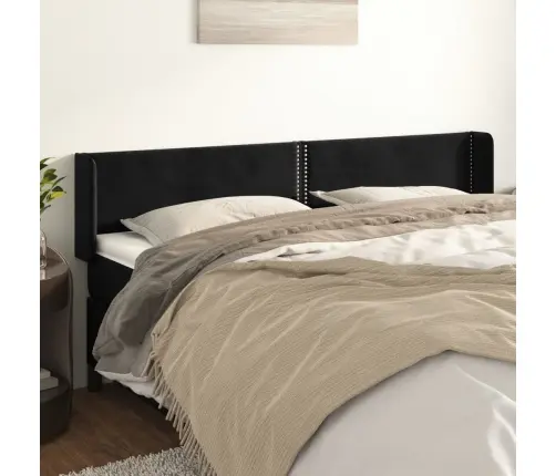 Galvgalis Ar Malām, Melns Samts, 203X16X78/88 Cm Vidaxl