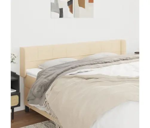 Galvgalis Ar Malām, 183X16X78/88 Cm, Krēmkrāsas Audums Vidaxl