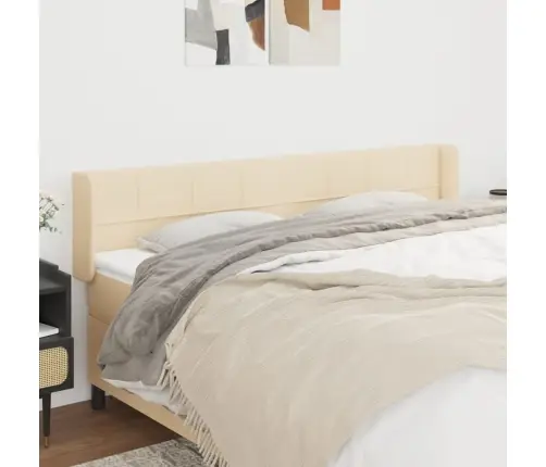 Galvgalis Ar Malām, 203X16X78/88 Cm, Krēmkrāsas Audums Vidaxl Galvgalis Ar Malām, 203X16X78/88 Cm, Krēmkrāsas Audums Vidaxl