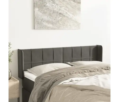 Galvūgalis Su Auselėmis, Tamsiai Pilkos,147X16X78/88cm Aksomas