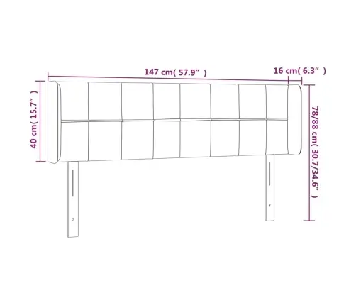 Galvgalis Ar Malām, Melns Samts, 147X16X78/88 Cm Vidaxl