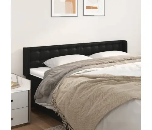 Galvūgalis Su Auselėmis, Juodos ,163X16X78/88cm Dirbtinė Oda