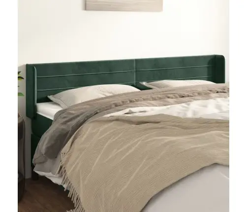 Galvūgalis Su Auselėmis, Tamsiai Žalios,203X16X78/88cm Aksomas