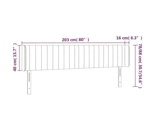 Galvgalis Ar Malām, 203X16X78/88 Cm, Tumši Brūns Audums Vidaxl Galvgalis Ar Malām, 203X16X78/88 Cm, Tumši Brūns Audums Vidaxl