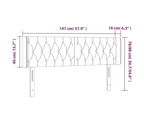 Galvūgalis Su Auselėmis, Juodos Spalvos,147X16X78/88cm Aksomas