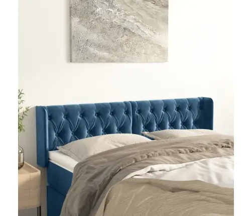 Galvūgalis Su Auselėmis,Tamsiai Mėlynos,147X16X78/88cm Aksomas