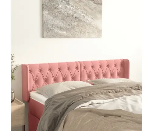 Galvūgalis Su Auselėmis,Rožinės Spalvos,163X16X78/88cm Aksomas