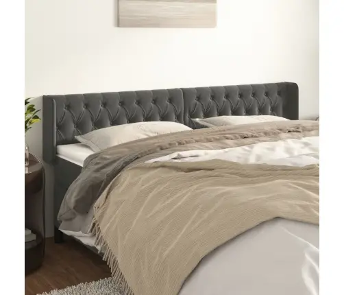 Galvgalis Ar Malām, Tumši Pelēks Samts, 203X16X78/88 Cm Vidaxl