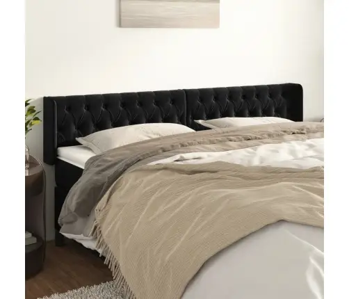 Galvūgalis Su Auselėmis, Juodos Spalvos,203X16X78/88cm Aksomas