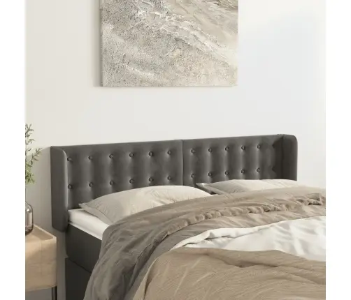 Galvūgalis Su Auselėmis, Tamsiai Pilkos,147X16X78/88cm Aksomas