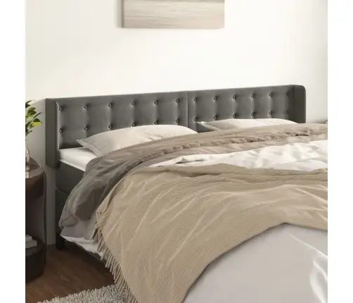 Galvūgalis Su Auselėmis, Tamsiai Pilkos,163X16X78/88cm Aksomas