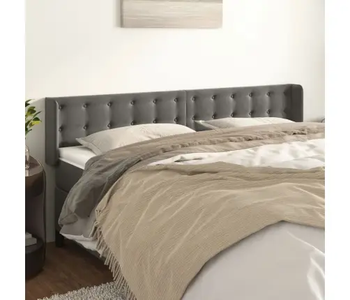 Galvūgalis Su Auselėmis, Tamsiai Pilkos,203X16X78/88cm Aksomas Galvūgalis Su Auselėmis, Tamsiai Pilkos,203X16X78/88cm Aksomas