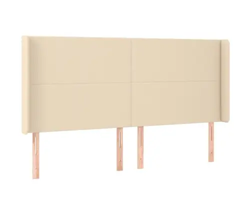 Galvgalis Ar Malām, 203X16X118/128 Cm, Krēmkrāsas Audums Vidaxl