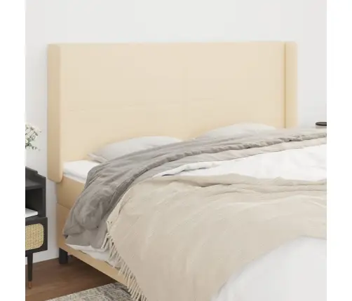 Galvgalis Ar Malām, 203X16X118/128 Cm, Krēmkrāsas Audums Vidaxl