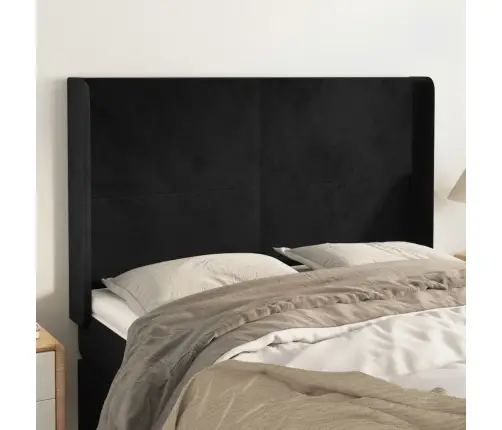 Voodipeats Servadega, Must, 147X16X118/128 cm Samet Voodipeats Servadega, Must, 147X16X118/128 cm Samet