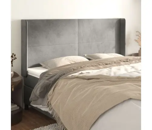 Galvgalis Ar Malām, Gaiši Pelēks Samts, 163X16X118/128 Cm Vidaxl